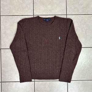 Vintage Women’s Medium Ralph Lauren Sport Preppy Lamb Wool Cable Knit Sweater